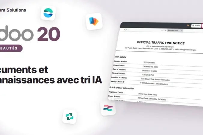 Odoo 20 Documents et Connaissances : tri par IA