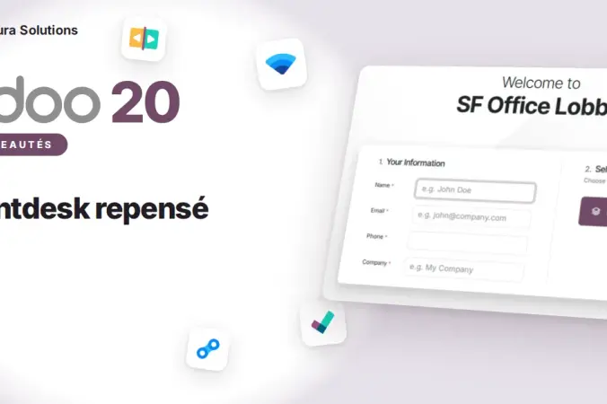 Odoo 20 Frontdesk : borne visiteurs et avis hôtes