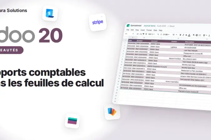 Odoo 20 : rapports comptables en feuilles de calcul