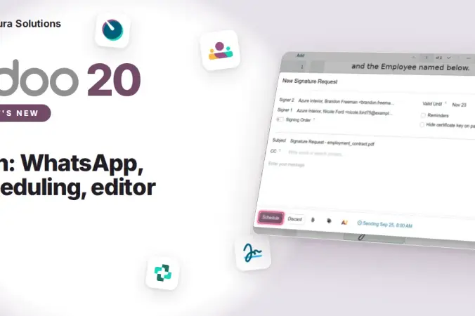 Odoo 20 Sign: WhatsApp Delivery and Scheduling