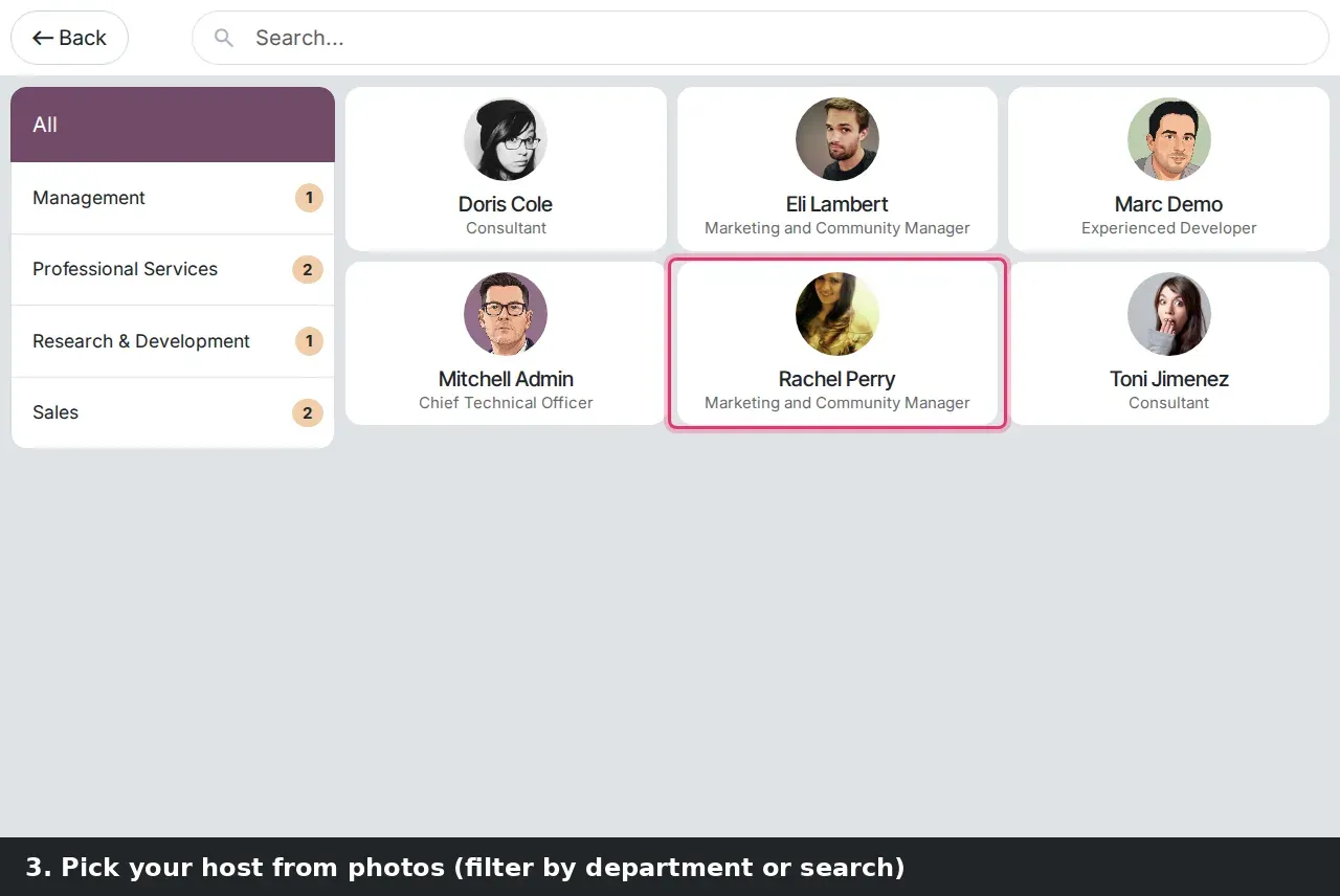 Step 2: Animated visitor check-in on the Frontdesk kiosk