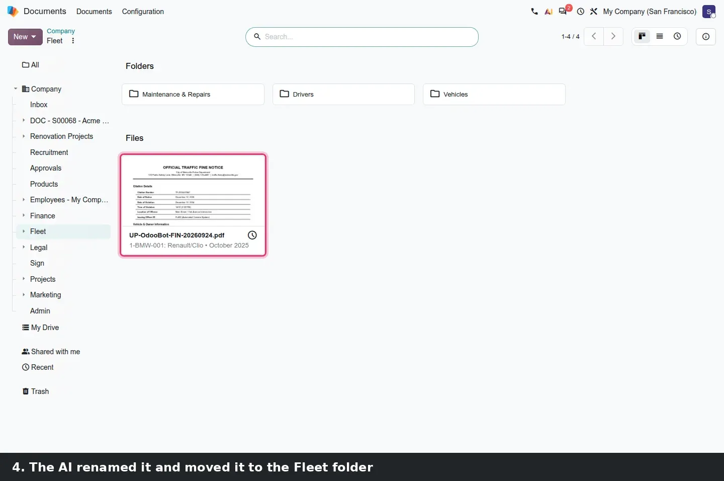 Step 3: Animated steps sorting a traffic fine to the right vehicle