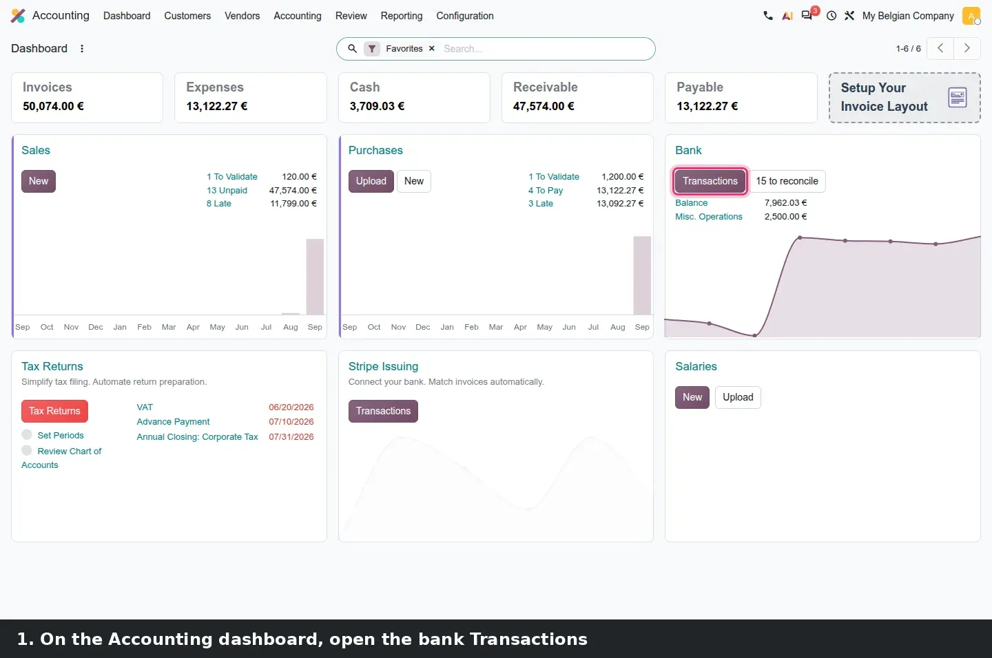 Step 1: Animated multi-selection in the bank matching widget