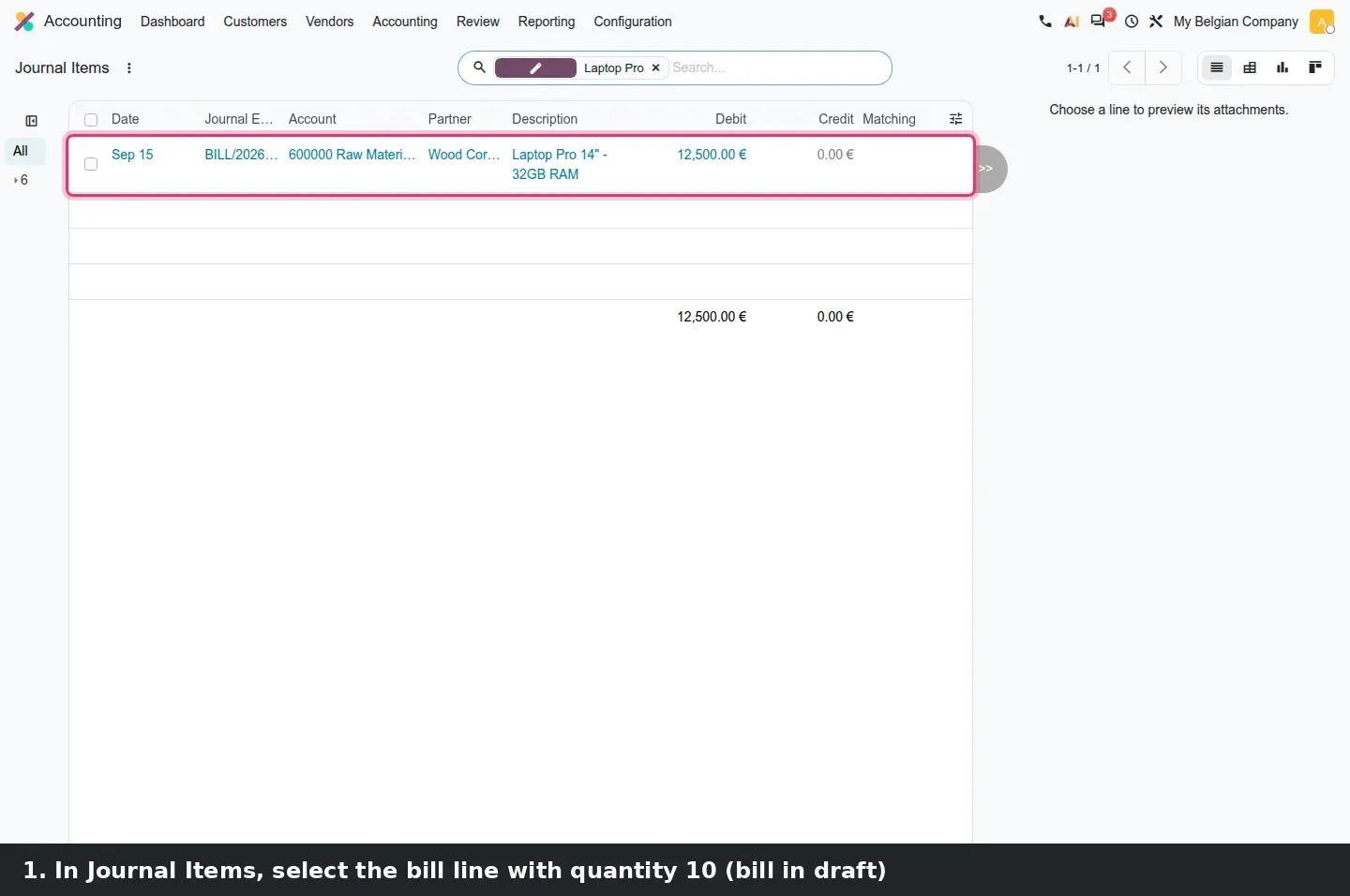 Step 1: Animated split of one journal item into ten