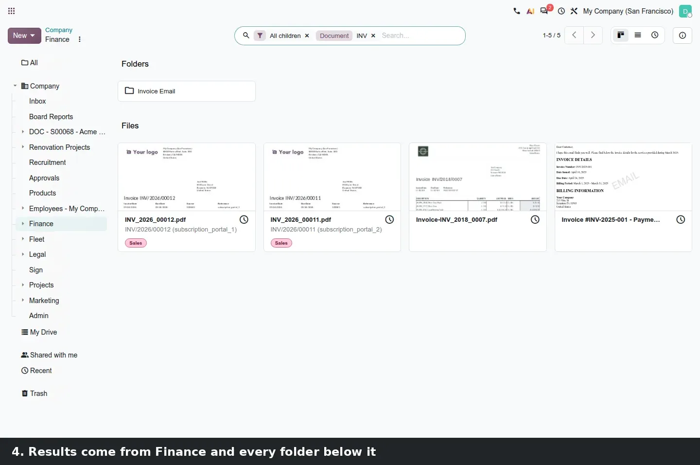 Step 3: Animated tutorial searching inside a folder