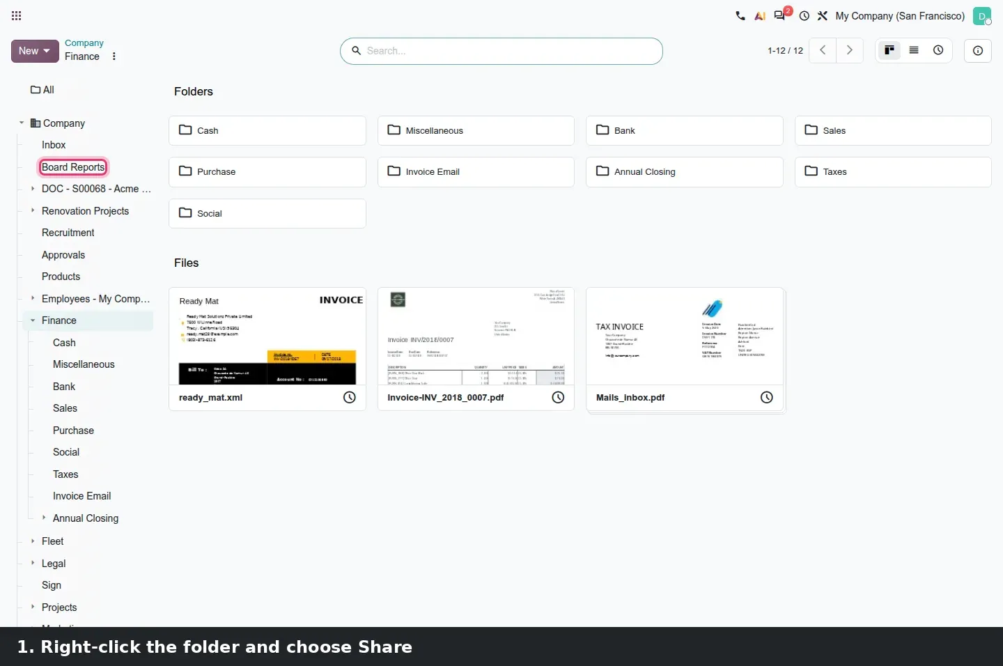 Step 1: Animated tutorial sharing a folder with a group