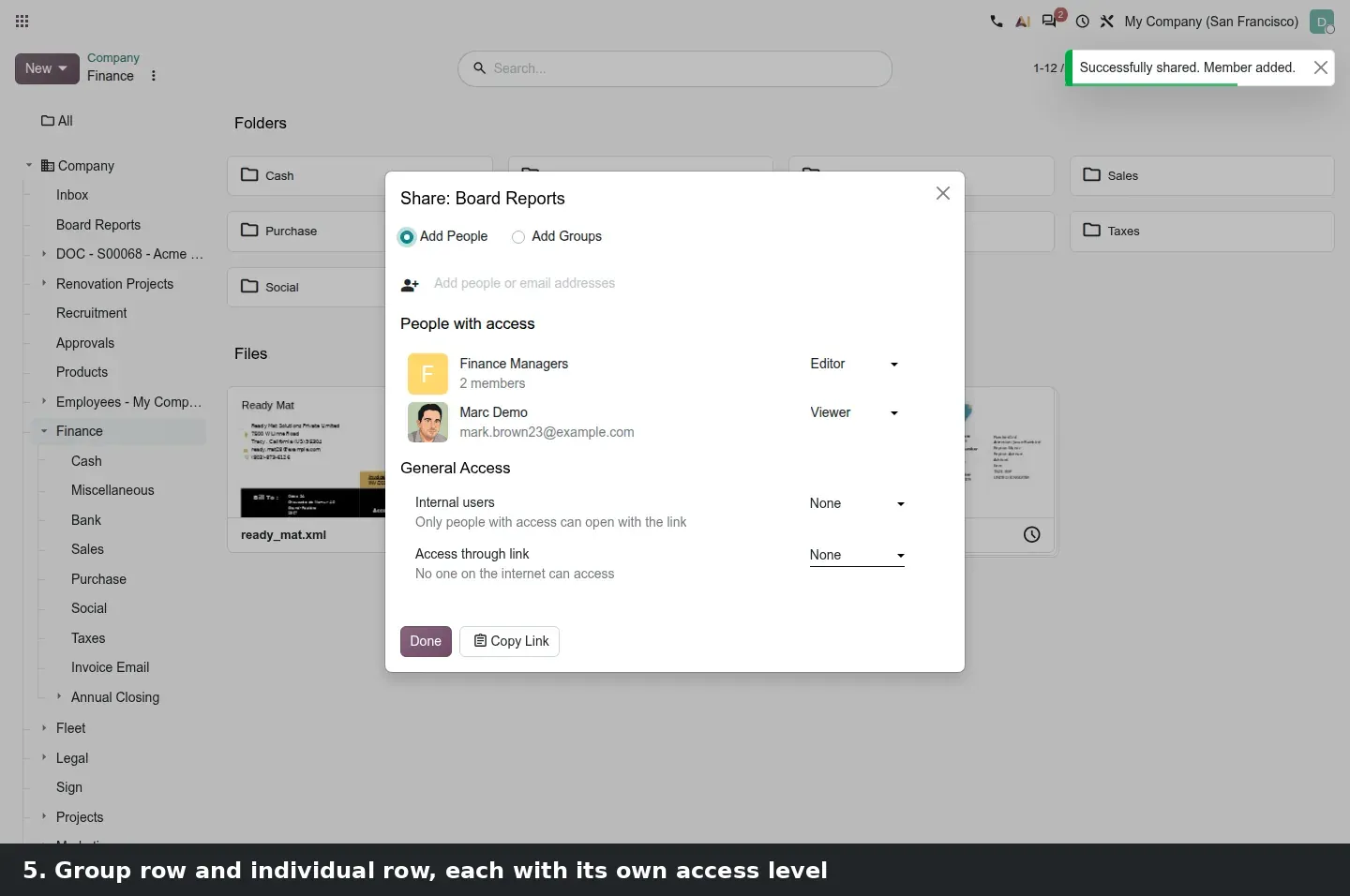 Step 3: Animated tutorial sharing a folder with a group