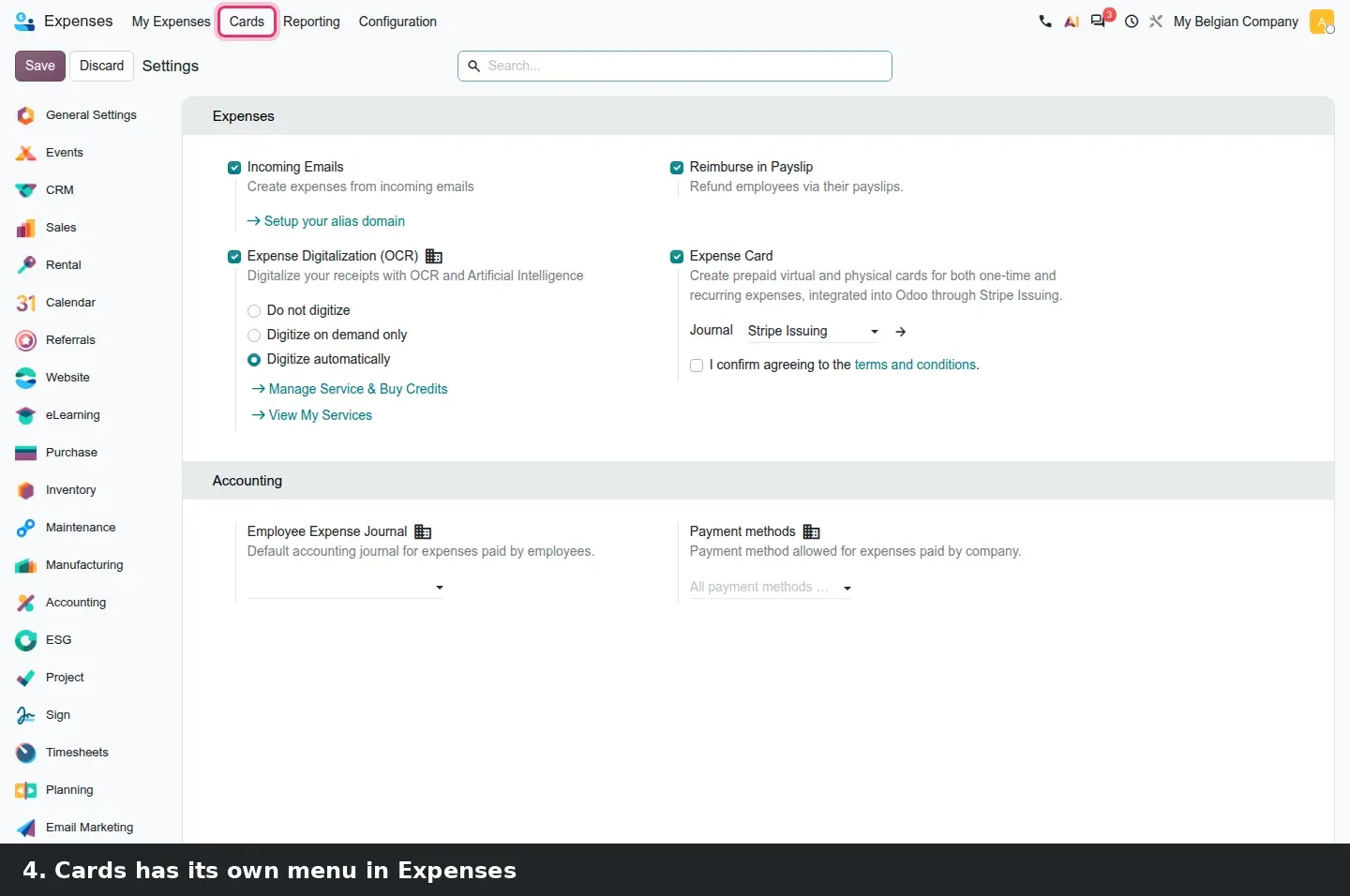 Step 2: Animated tour of the expense cards screens