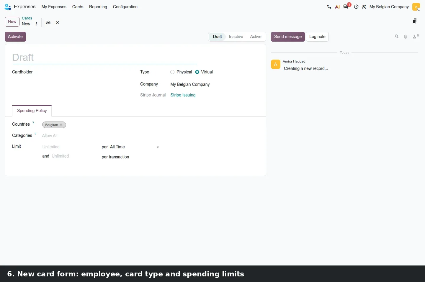 Step 3: Animated tour of the expense cards screens