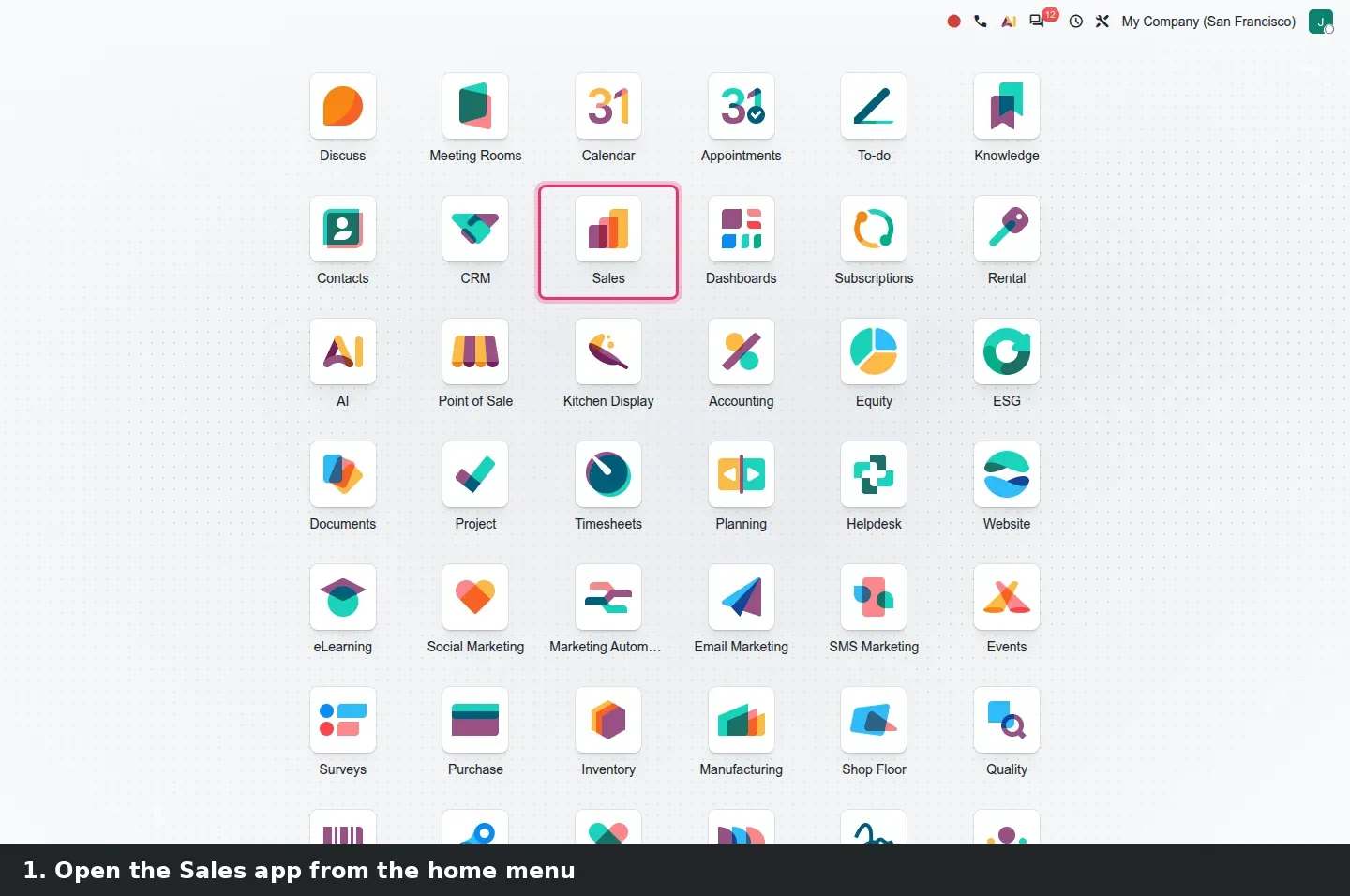 Step 1: Animated walkthrough opening a quotation from the home menu