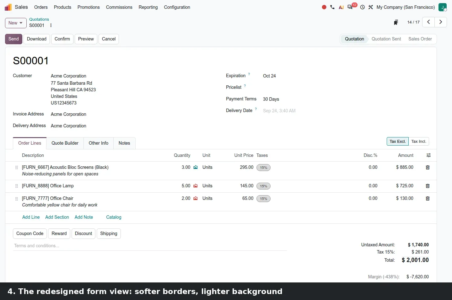 Step 3: Animated walkthrough opening a quotation from the home menu