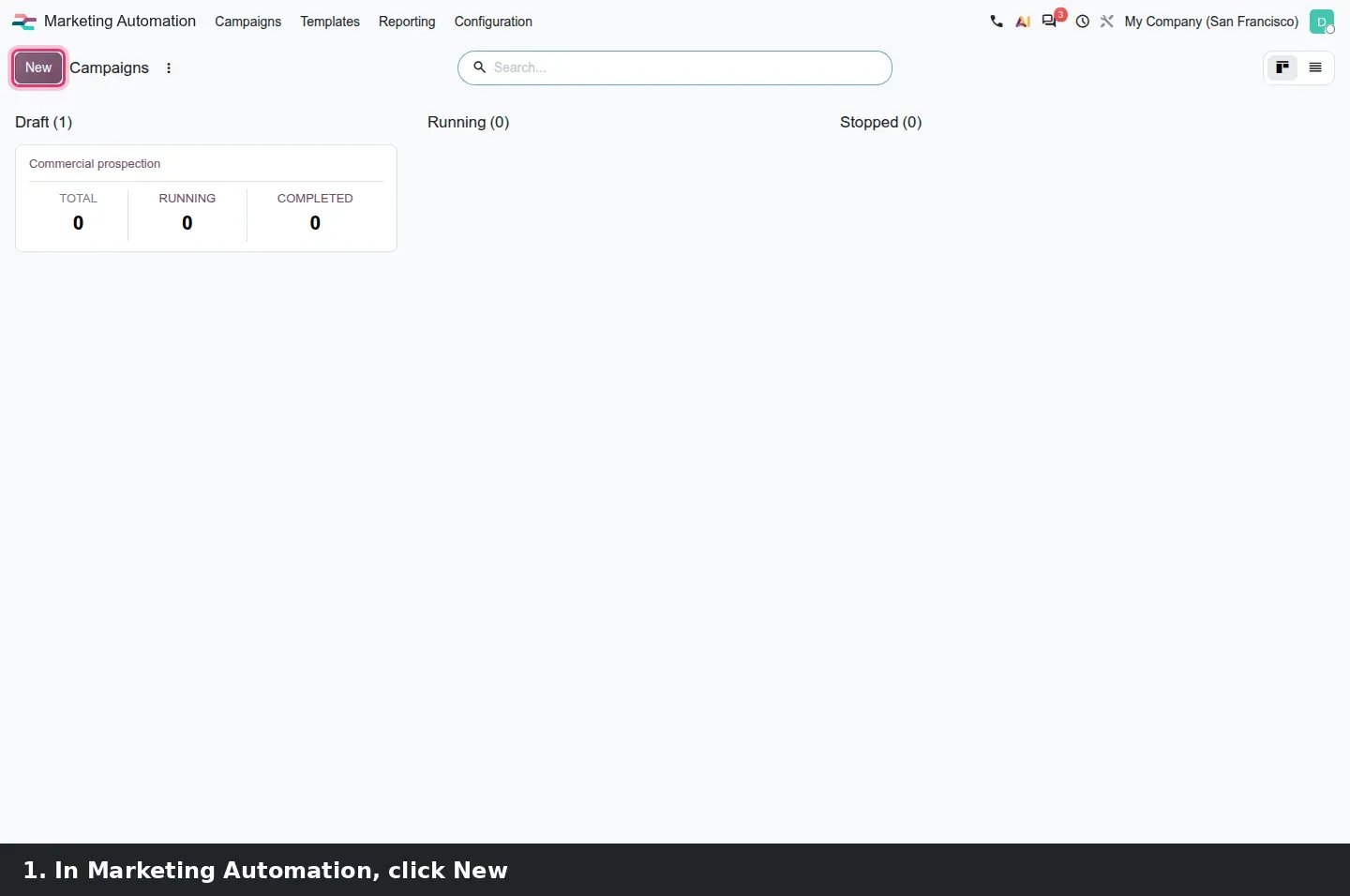 Step 1: Animated tutorial creating a campaign on a dynamic list