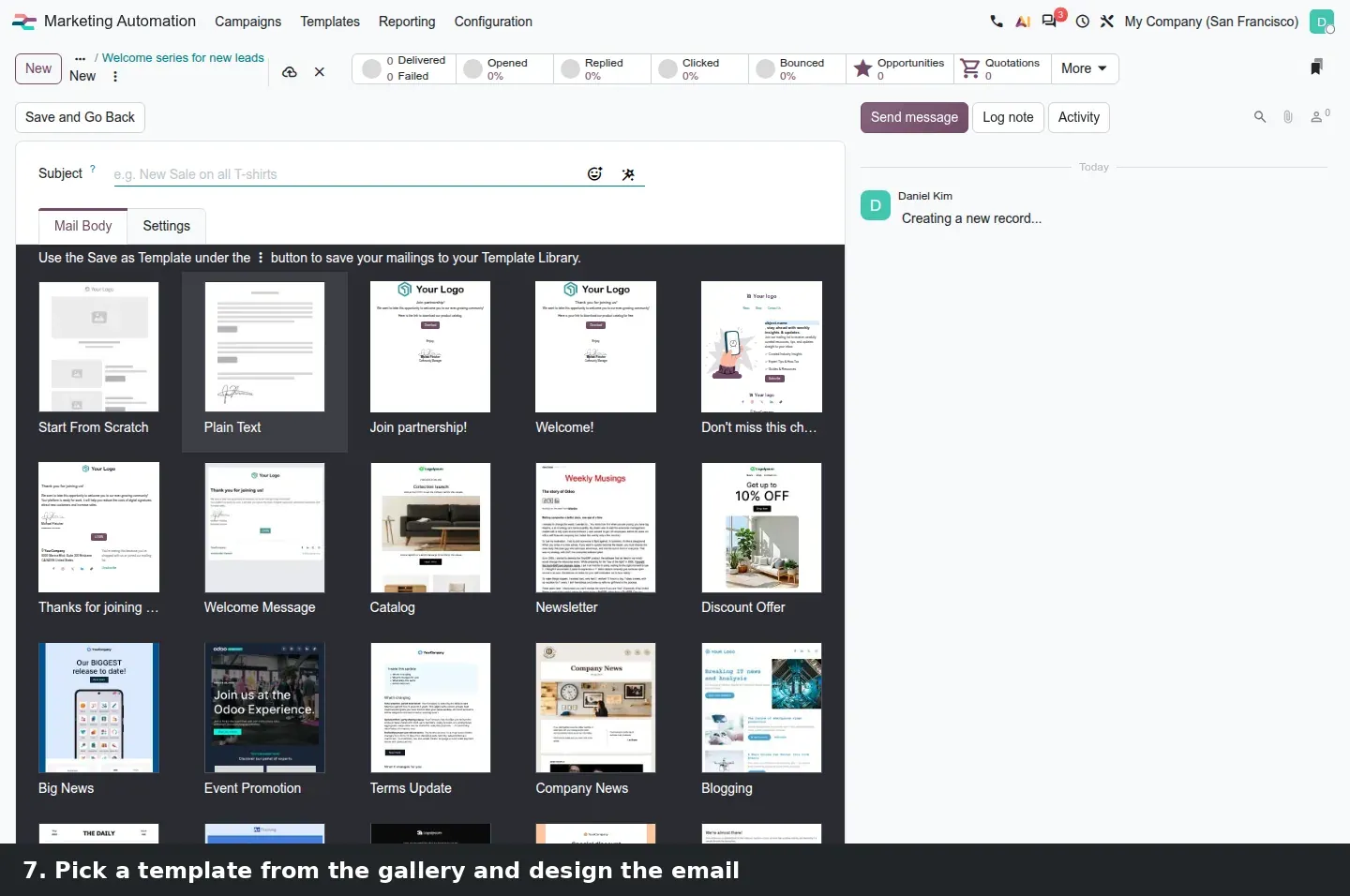 Step 3: Animated tutorial creating a campaign on a dynamic list