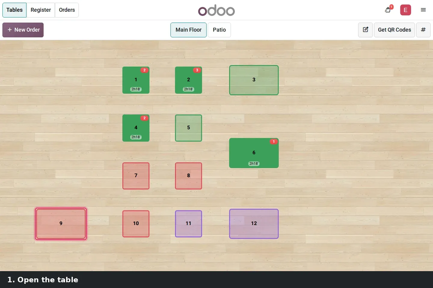 Step 1: Animated tutorial generating a dynamic QR for a table order.