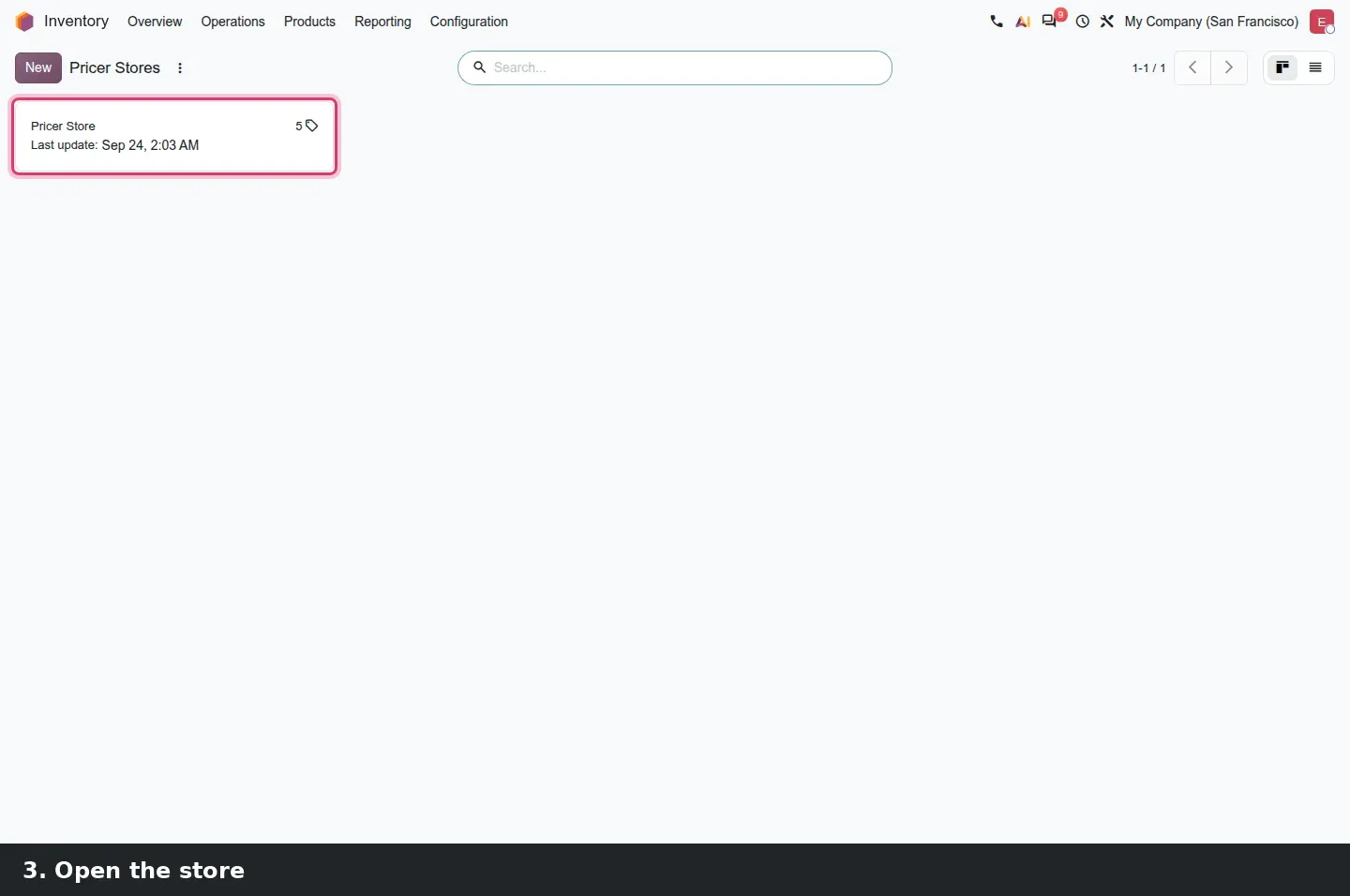 Step 2: Animated tutorial opening a Pricer store and its tags.