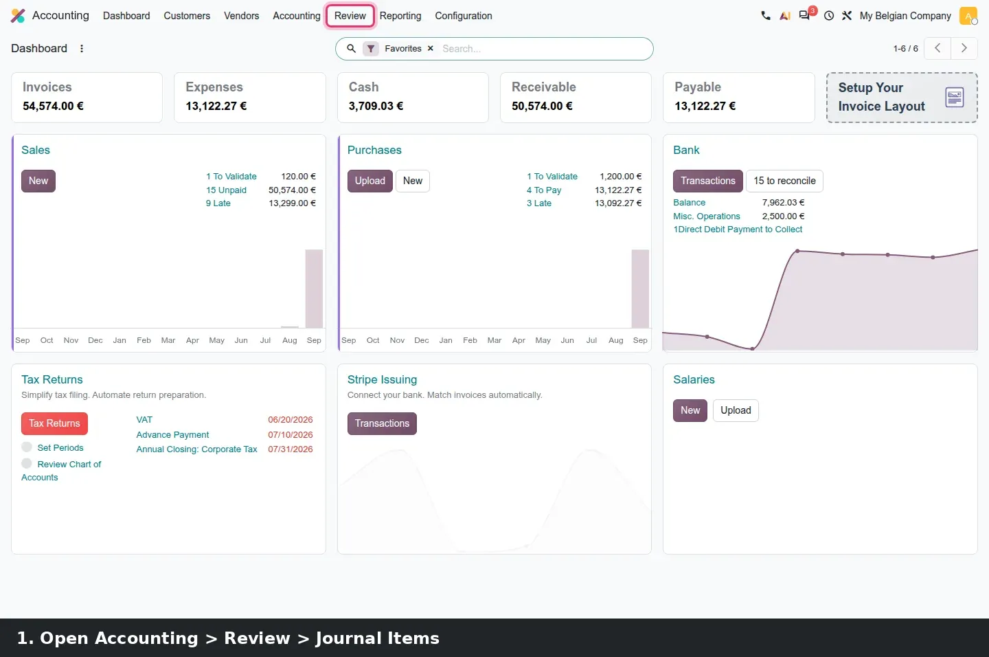 Step 1: Animated insertion of a list into an audit working file