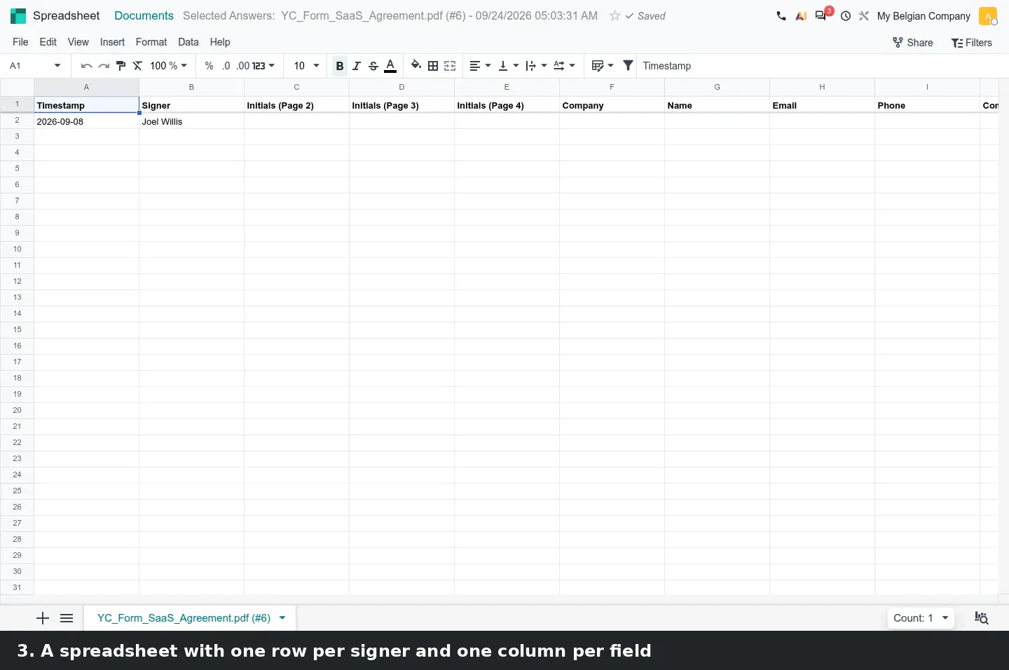 Step 3: Animated export of signature answers