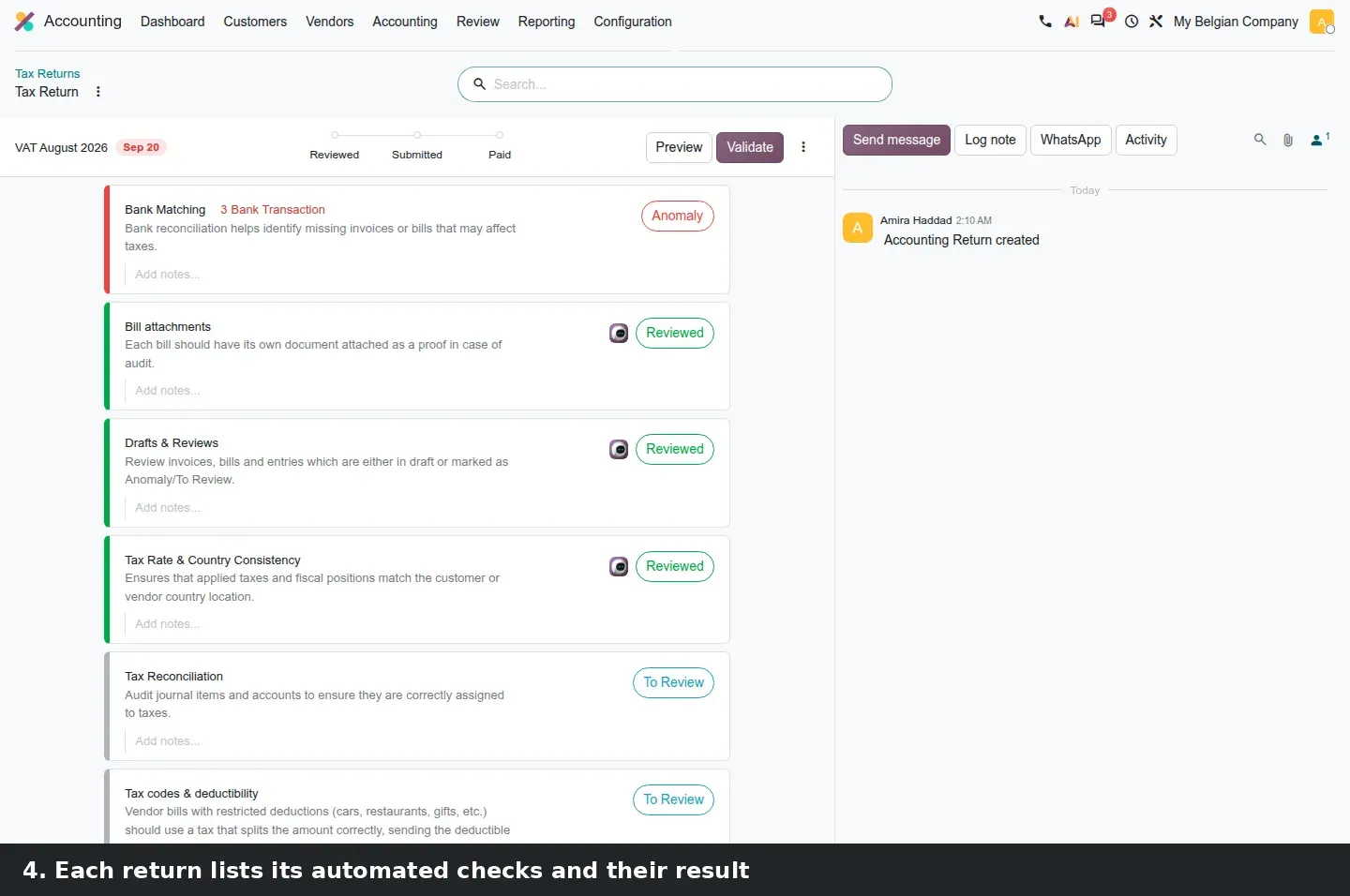 Step 2: Animated walkthrough of reviewing a tax return and adding a note to a check