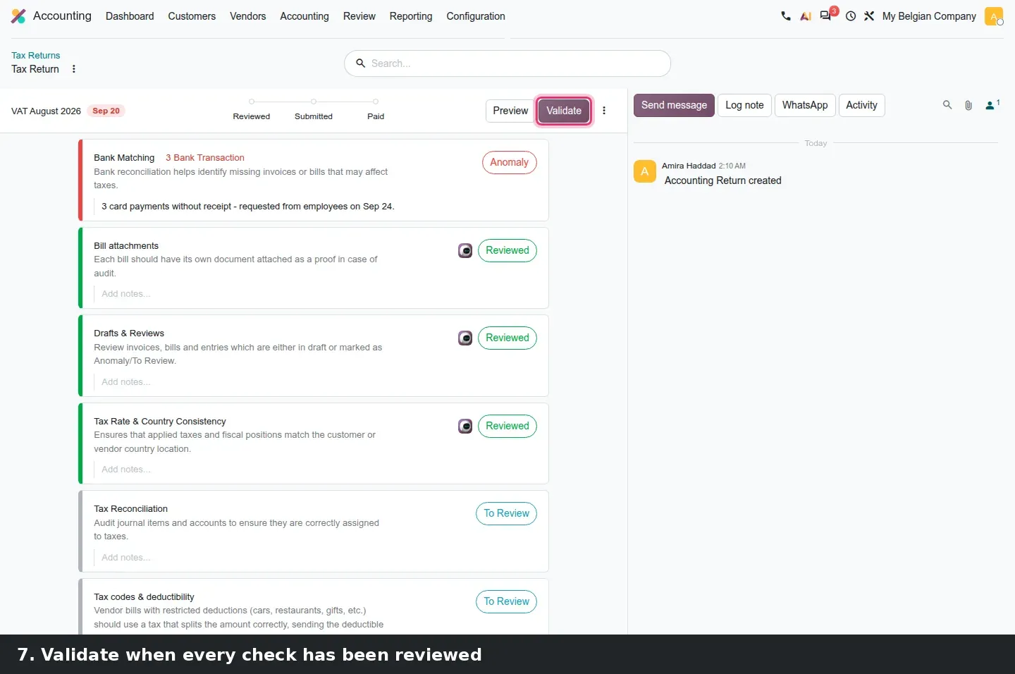 Step 3: Animated walkthrough of reviewing a tax return and adding a note to a check