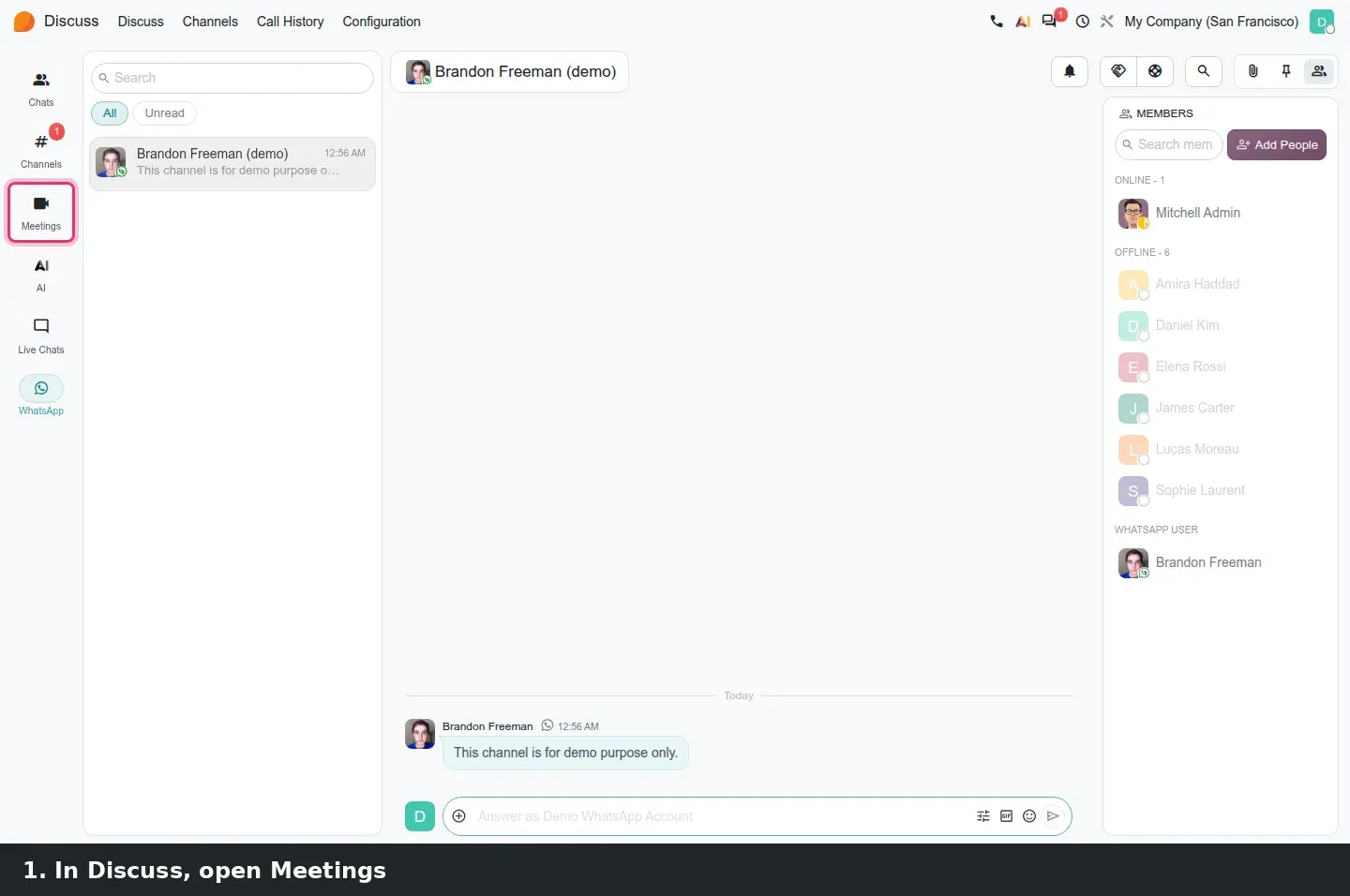 Step 1: Animated tutorial starting a meeting and changing its layout