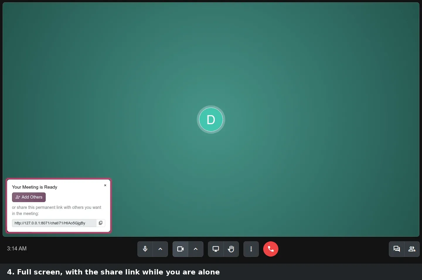 Step 2: Animated tutorial starting a meeting and changing its layout
