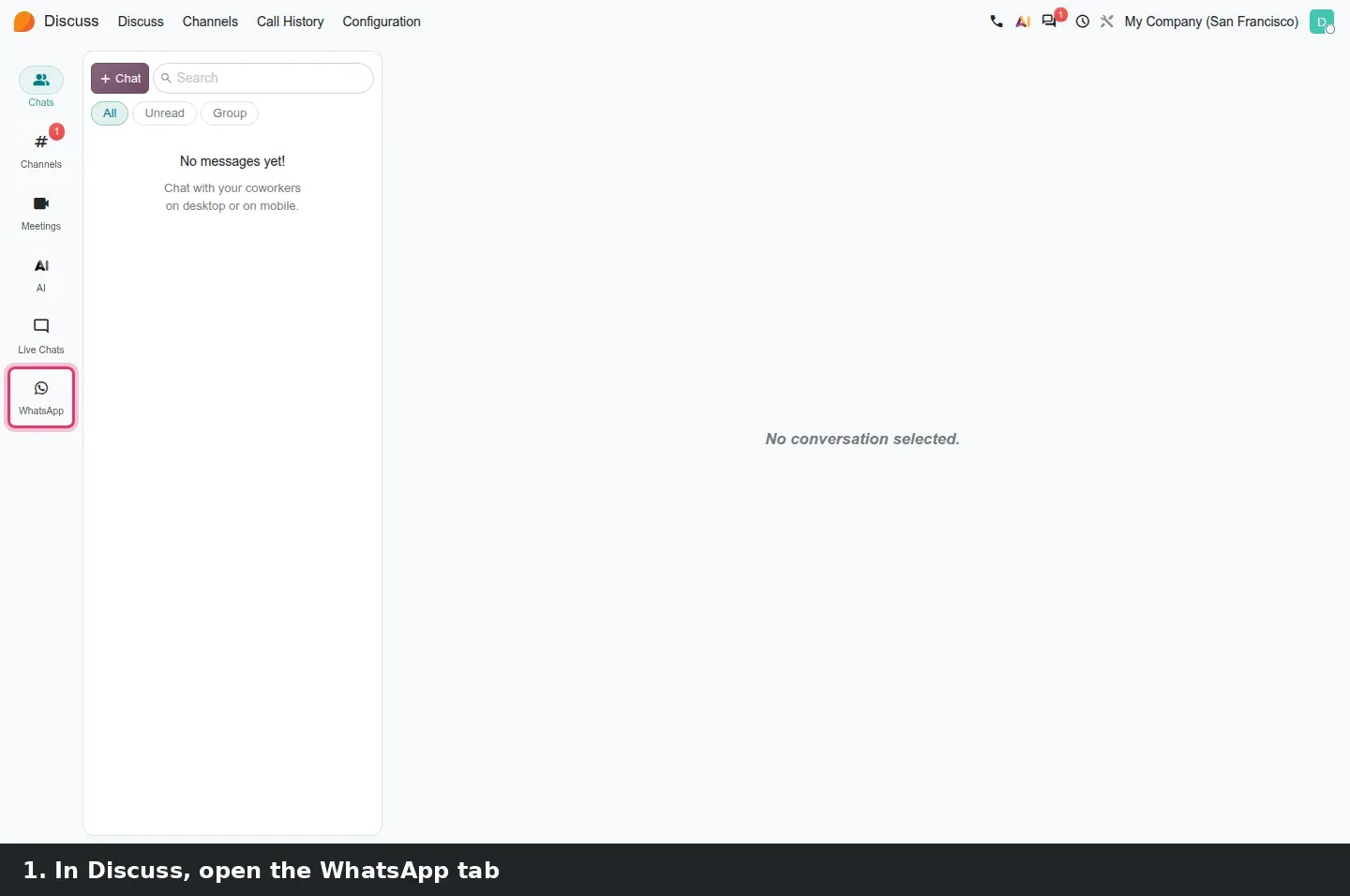 Step 1: Animated tutorial sending an interactive WhatsApp message