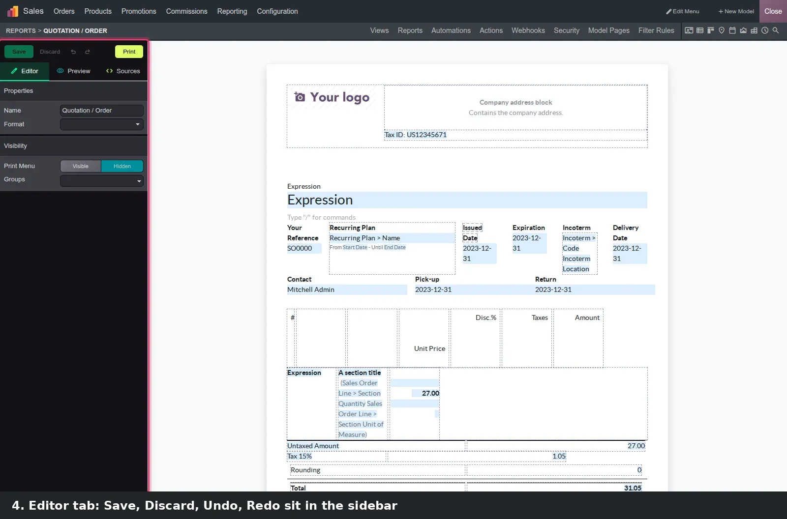 Step 2: Animated tour of the Studio report editor