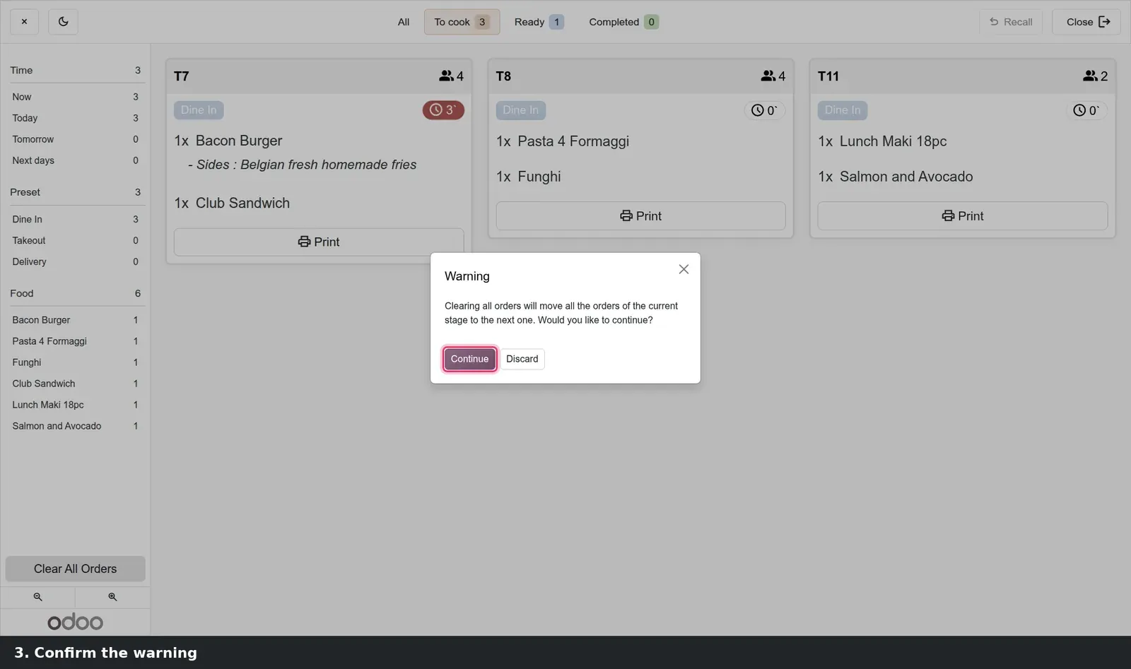 Step 2: Animated tutorial moving all "To cook" cards to "Ready" in one click.