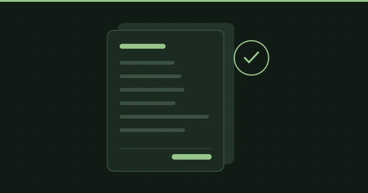 Illustration of a business document with a validation checkmark