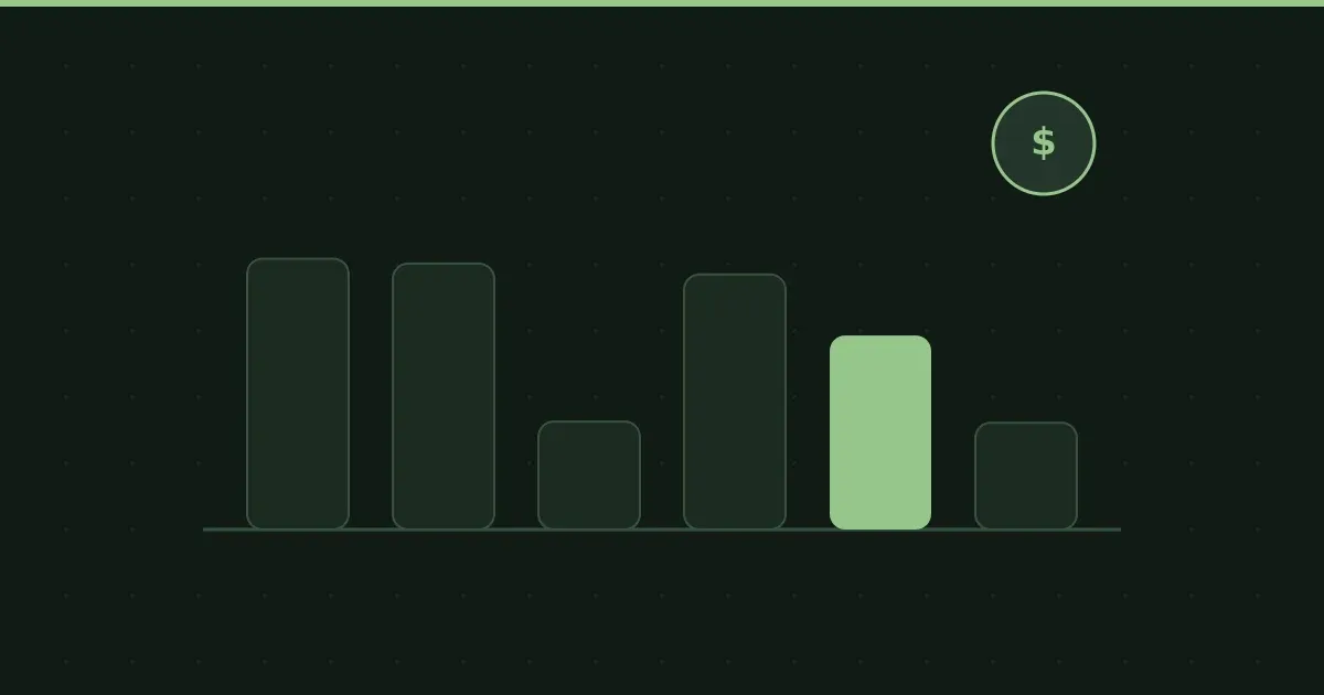 Illustration of a cost bar chart with a price tag