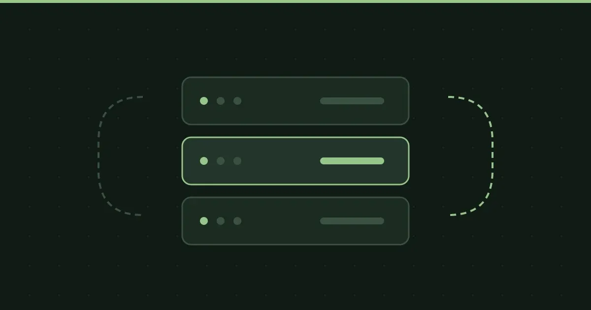 Illustration of a server stack with status lights and traffic flows
