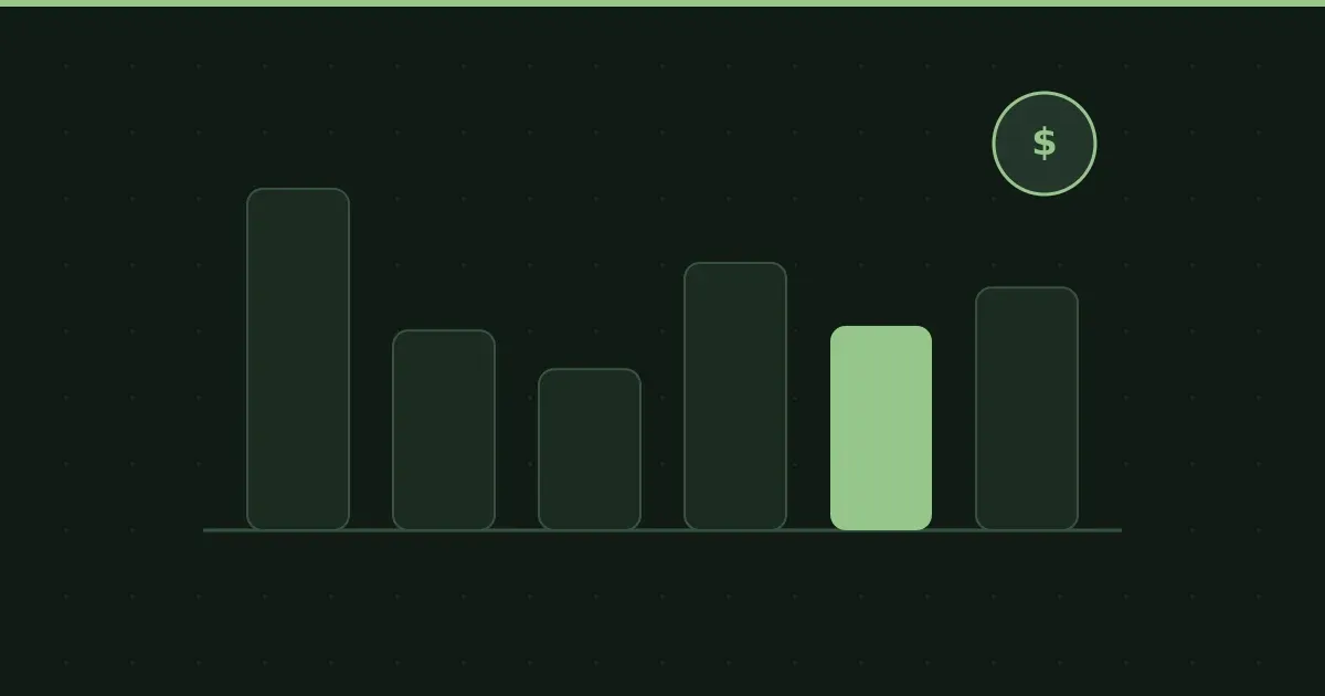Illustration of a cost bar chart with a price tag