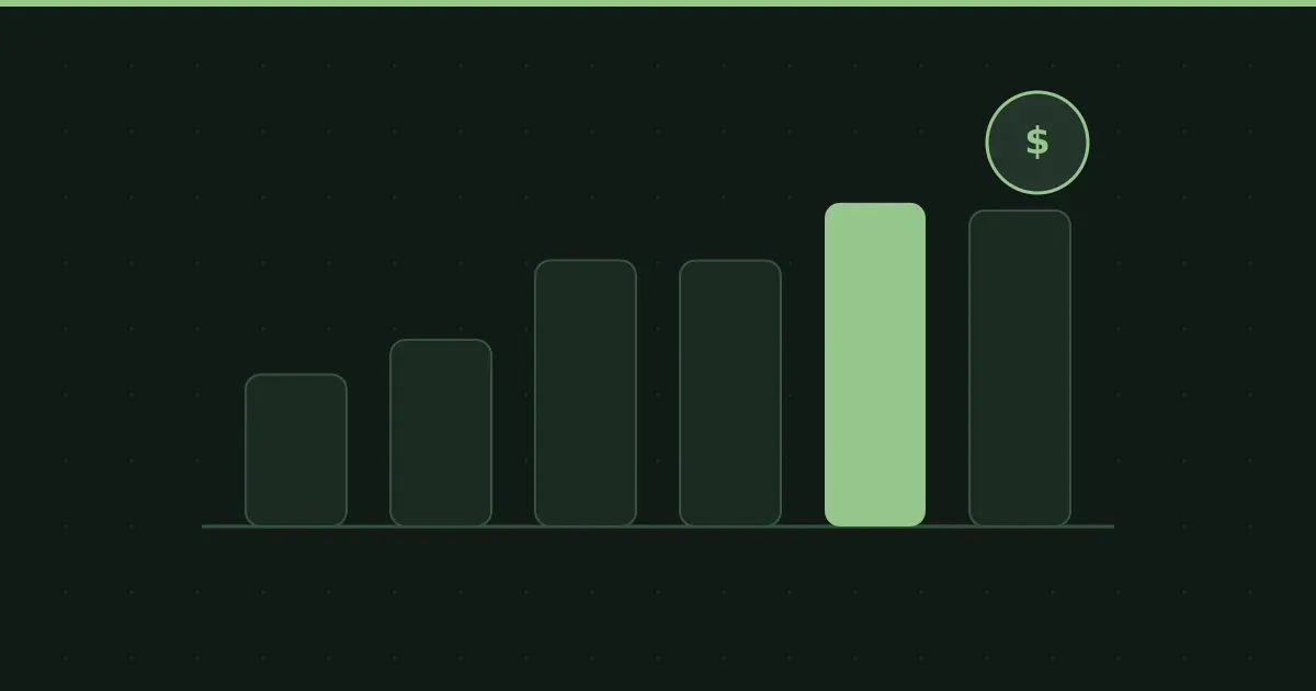 Illustration of a cost bar chart with a price tag
