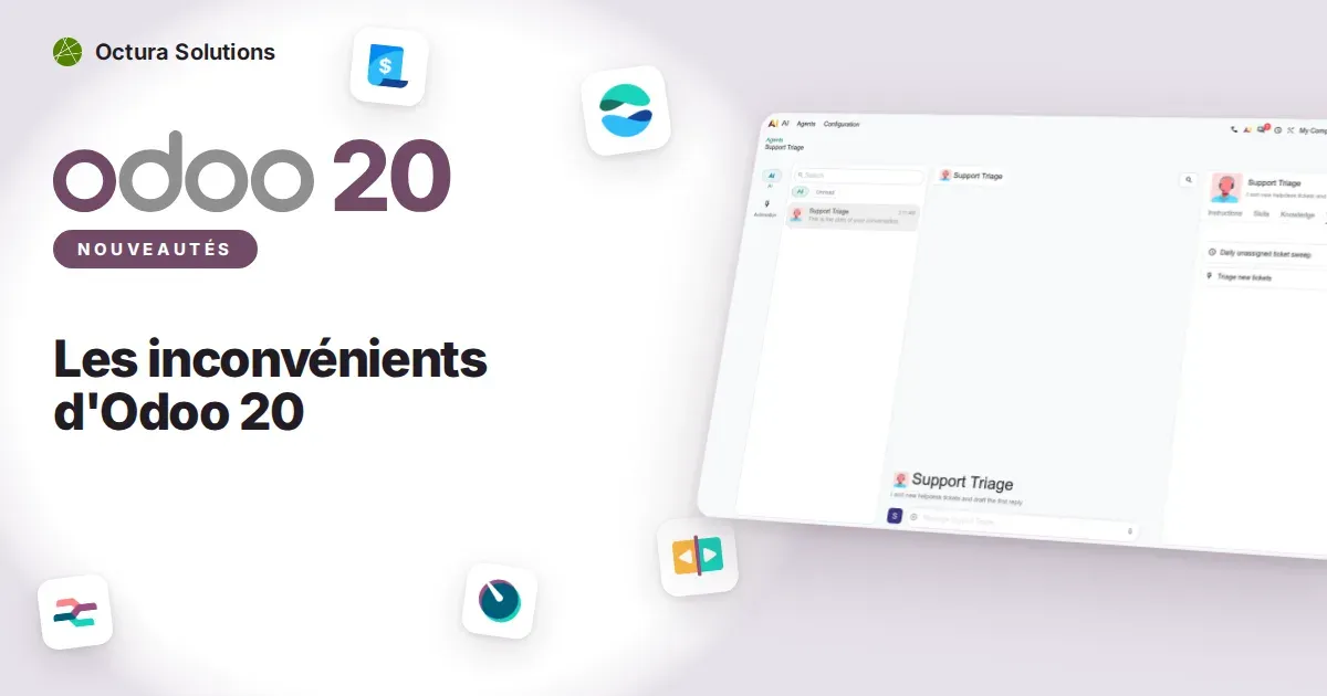 Les inconvénients d'Odoo 20 : capture d'écran d'Odoo 20 derrière le titre de l'article