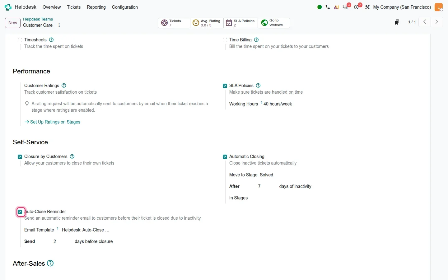 Team form with Auto-Close Reminder, Email Template, Send 2 days before closure