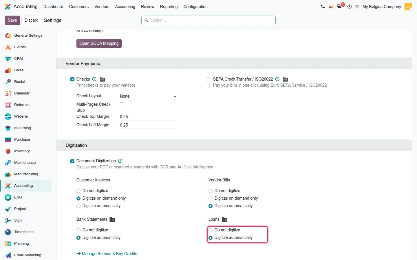 Loan digitization setting