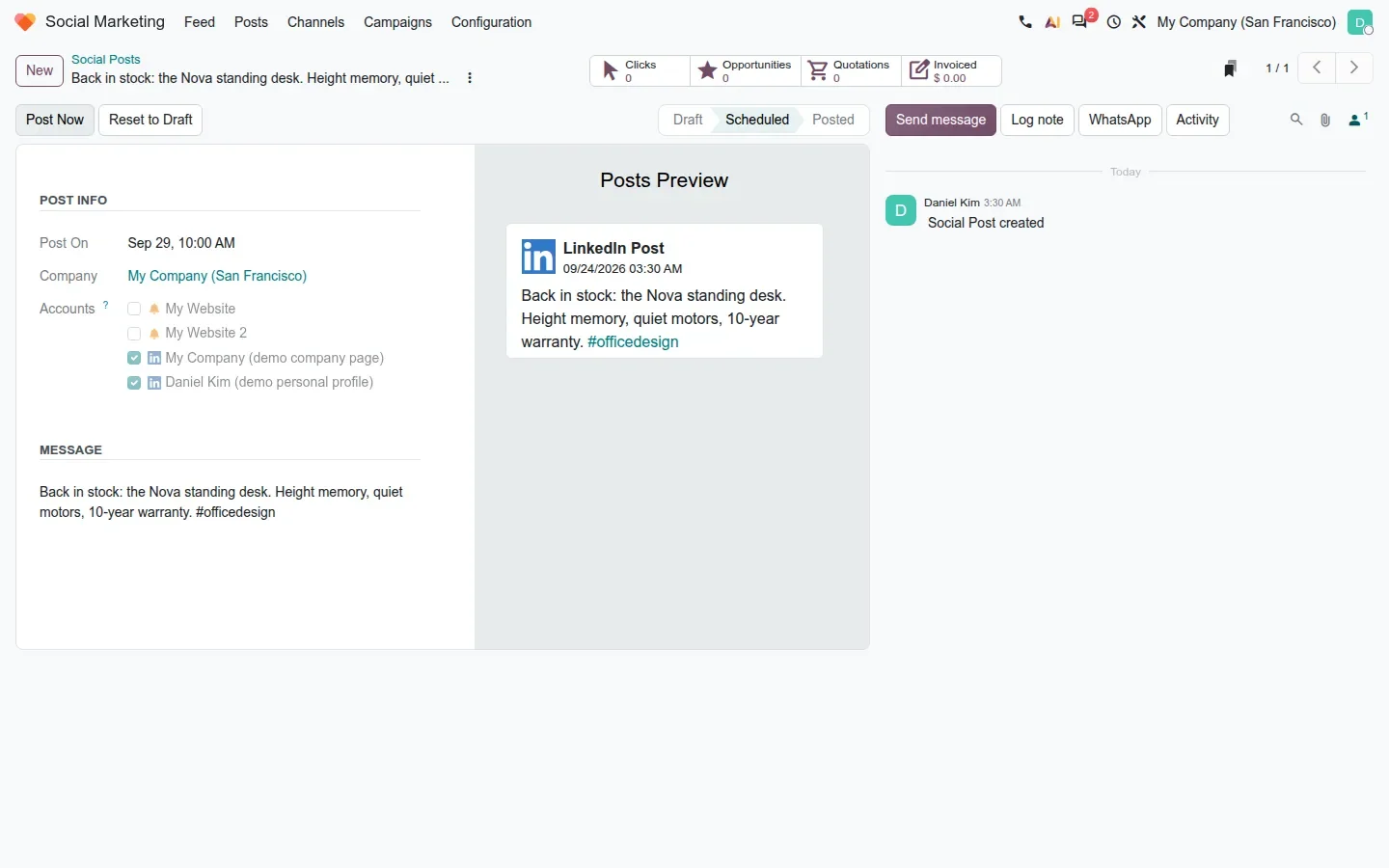 Scheduled post form with preview