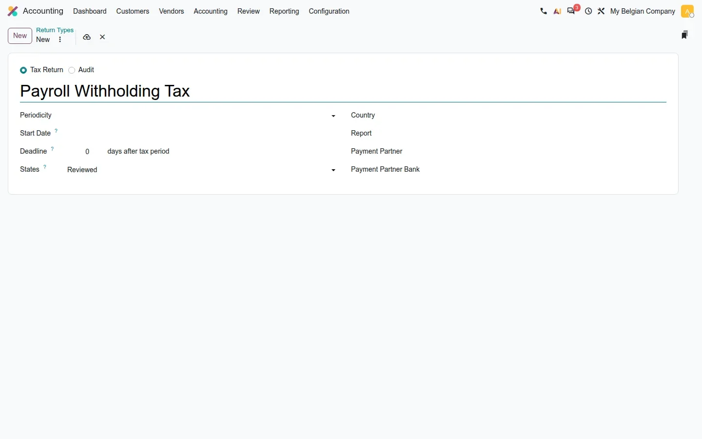 New return type form with States field