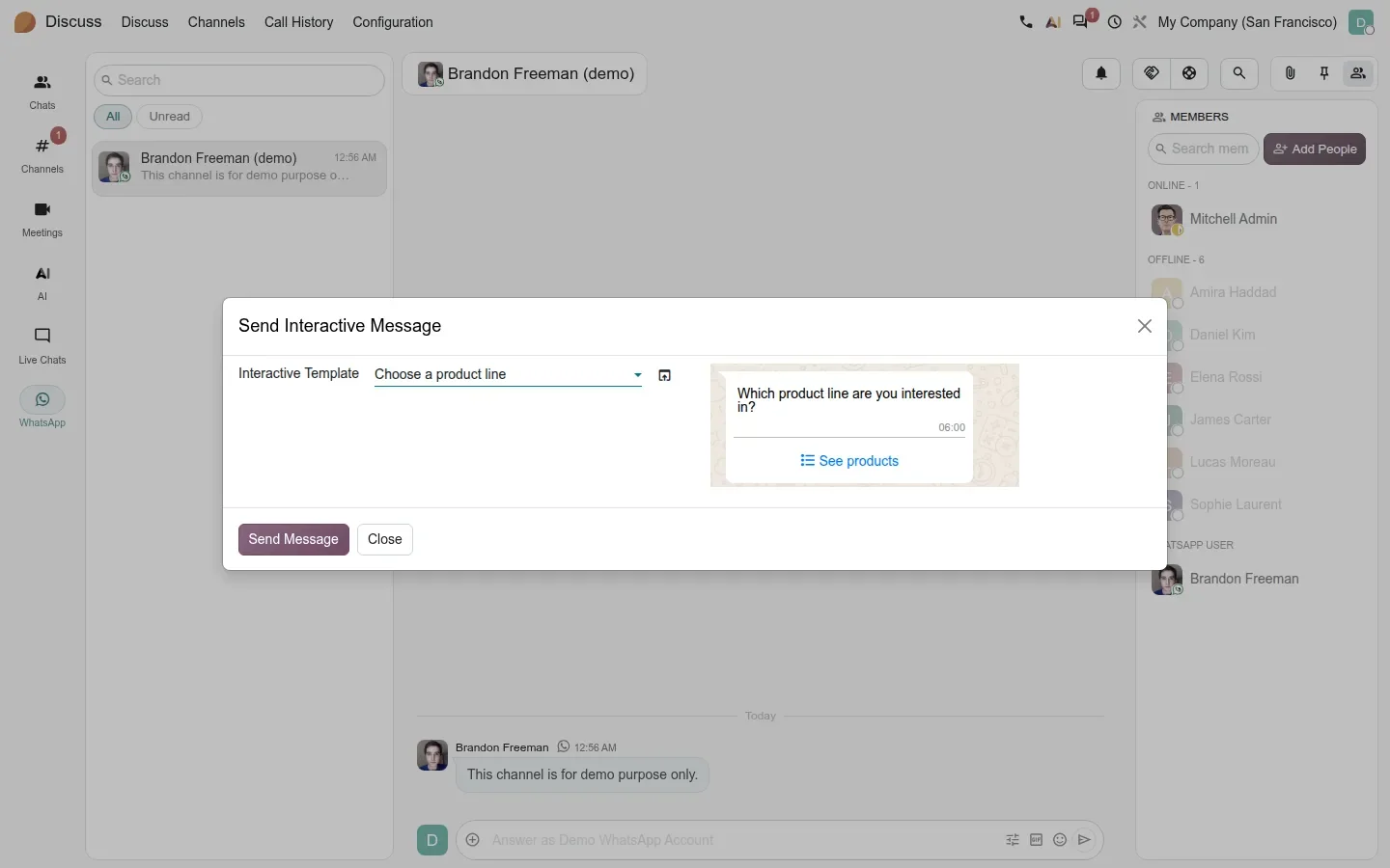 Wizard preview of a list message