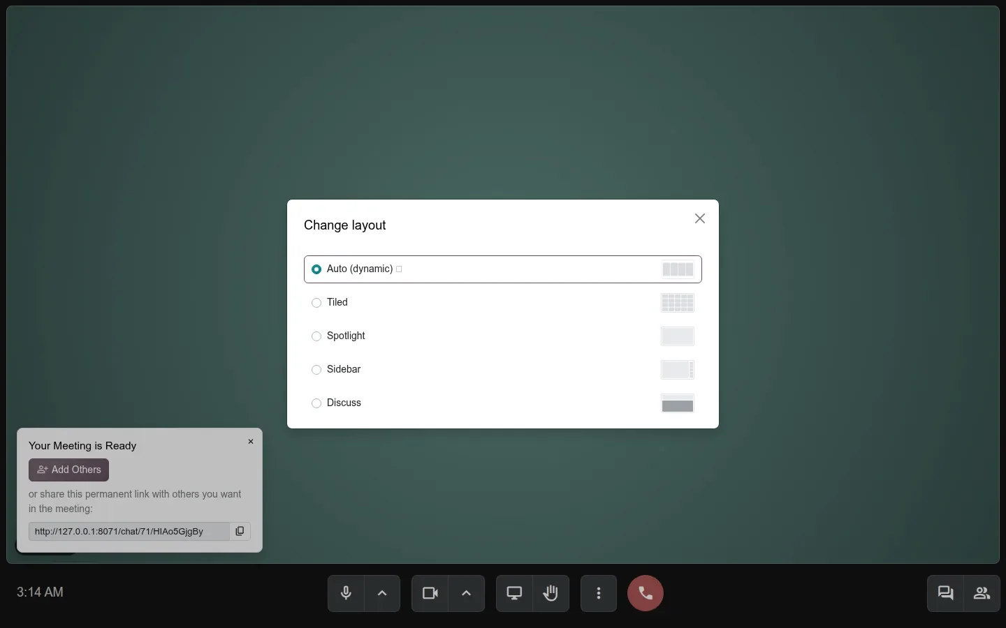Dialog with five layout options