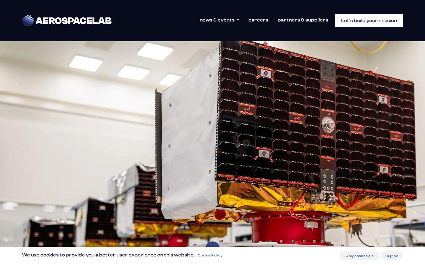 Homepage of Aerospacelab, built with Odoo