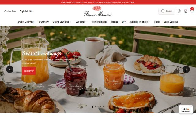 Homepage of Bonne Maman, built with Odoo