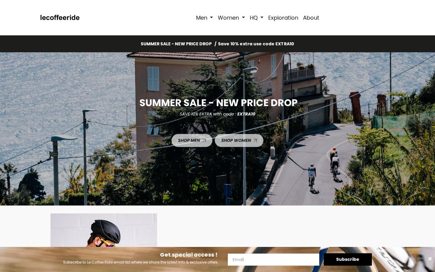 Homepage of Le Coffee Ride, built with Odoo