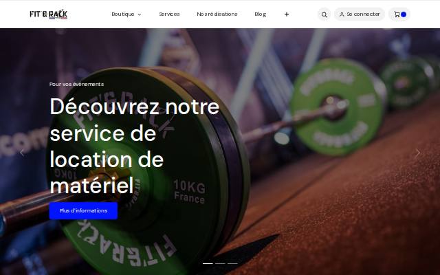 Screenshot of the Fit'&Rack storefront, built on Odoo