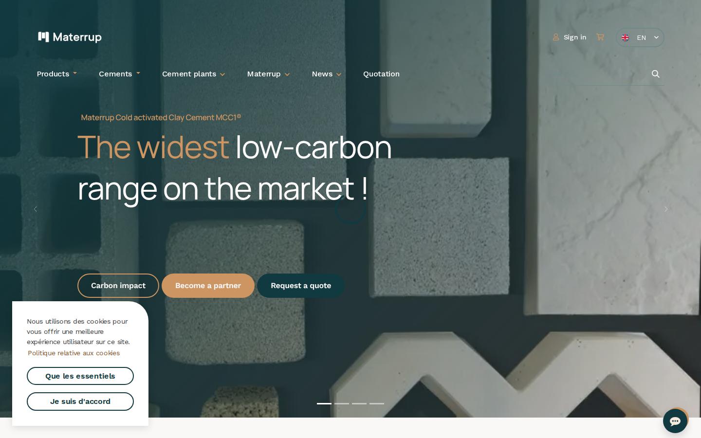 Homepage of Materrup, built with Odoo